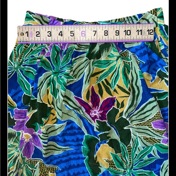 Sag Harbor Vintage Skirt Large Floral Tropical Cottage Y2K Stretch Waist Rayon - Picture 5 of 8